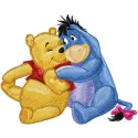 Eeyore and Winnie Pooh friends embroidery design featuring beloved characters in a charming stitched motif.