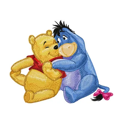 Eeyore and Winnie Pooh friends embroidery design featuring beloved characters in a charming stitched motif.