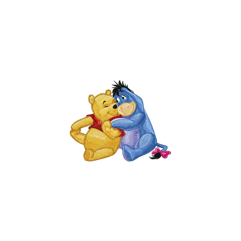 Eeyore and Winnie Pooh friends embroidery design featuring beloved characters in a charming stitched motif.