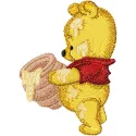 Adorable Baby Pooh embroidery design featuring a honey pot, perfect for baby garments and accessories.