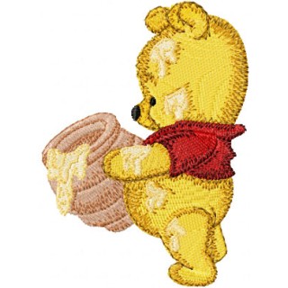 Baby Pooh with honey pot embroidery design - Embroidery Design