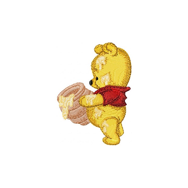 Baby Pooh with honey pot embroidery design - Embroidery Design