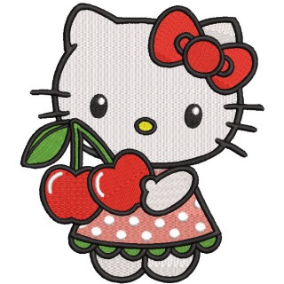Hello Kitty cherry embroidery design - Embroidery Design
