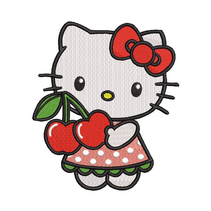 Hello Kitty cherry embroidery design - Embroidery Design