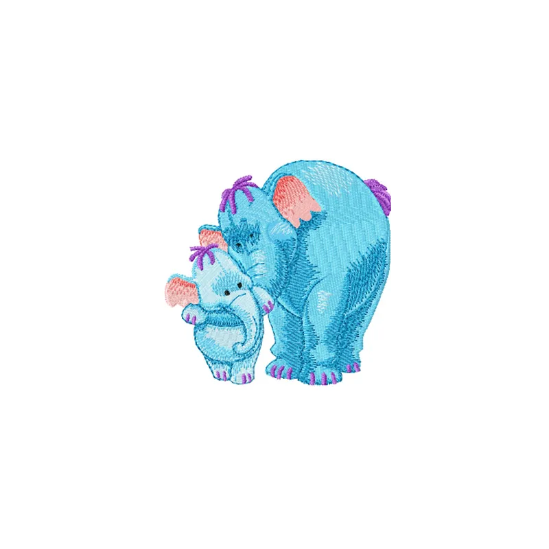 Heffalump and Mom embroidery design showcasing a whimsical stitched motif featuring a mother heffalump and her child.