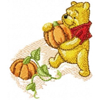Winnie Pooh and pumpkins embroidery design - Embroidery Design