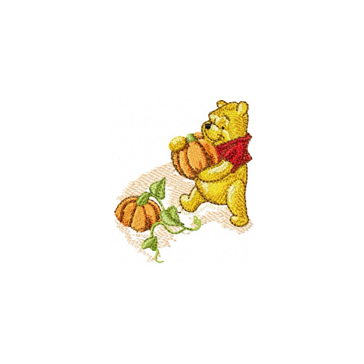 Winnie Pooh and pumpkins embroidery design - Embroidery Design