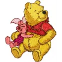 Winnie Pooh and Piglet embroidery design showcasing charming stitched motifs for crafting projects.
