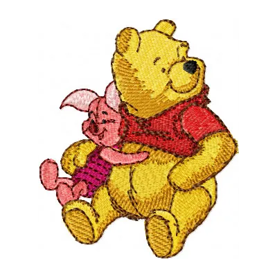 Winnie Pooh and Piglet embroidery design showcasing charming stitched motifs for crafting projects.
