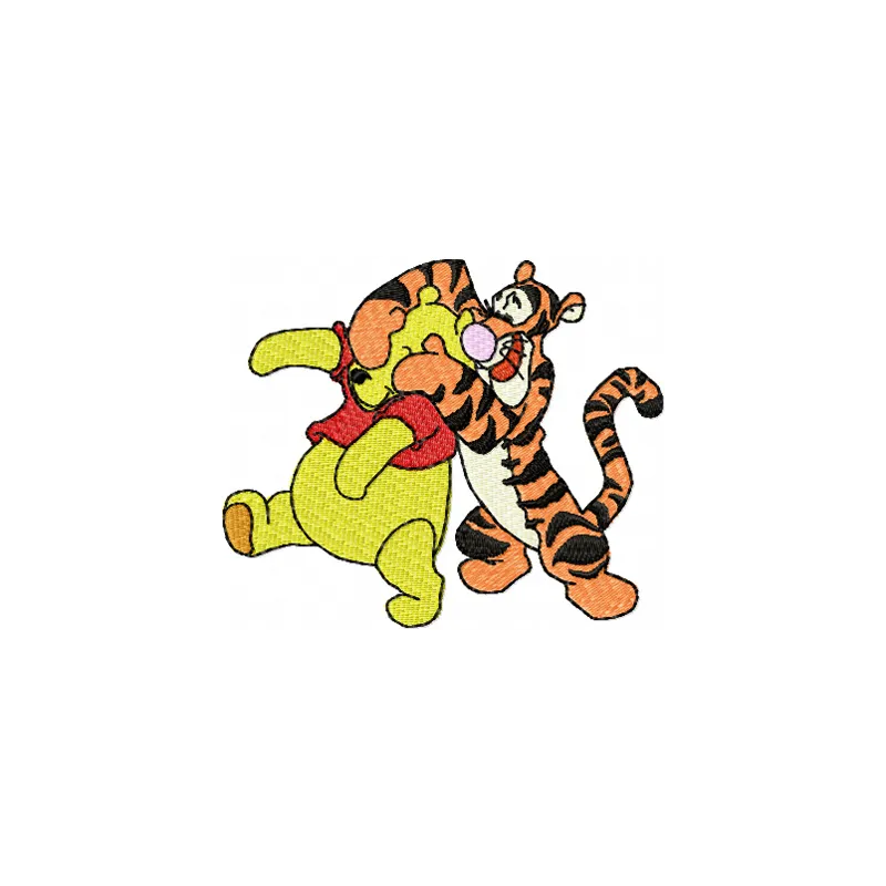 Winnie Pooh and Tigger 2 embroidery design featuring playful characters, ideal for stitching on children's clothing.