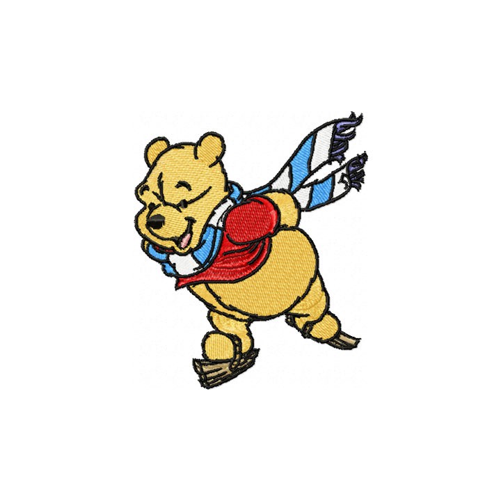 Winnie Pooh Skating embroidery design - Embroidery Design