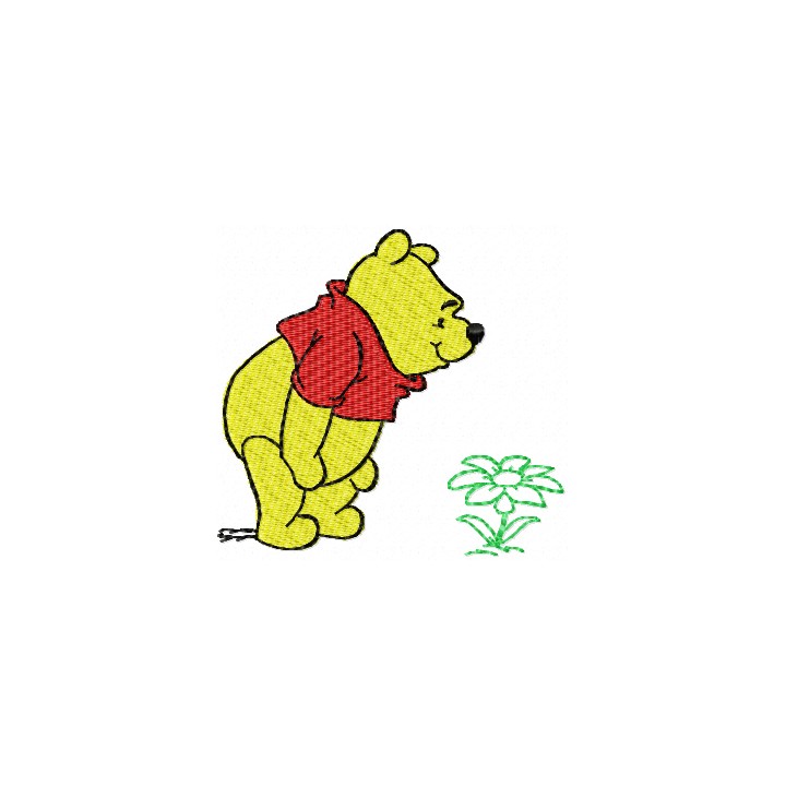 Winnie Pooh with flower embroidery design - Embroidery Design