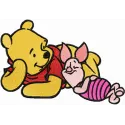 Winnie Pooh and Piglet 'We Relax' embroidery design featuring beloved characters for creative stitching projects.