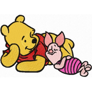 Winnie Pooh and Piglet - We relax embroidery design - Embroidery Design