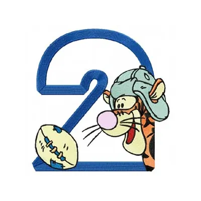 Winnie Pooh Sport Number Two embroidery design featuring playful characters, perfect for baby onesies or t-shirts.
