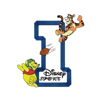Winnie Pooh Sport Number One embroidery design showcasing playful motifs for fun stitching projects.