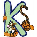 Preview of Tigger Alphabet Letter K embroidery design from the Pooh Numbers and Alphabet collection.