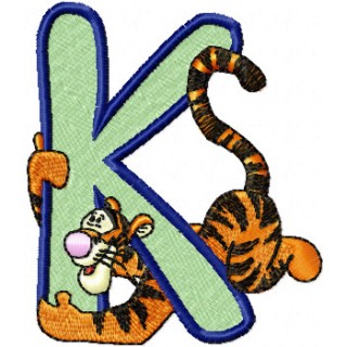 Tigger Alphabet Letter K embroidery design - Embroidery Design