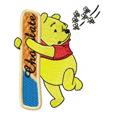 Pooh Alphabet Letter I embroidery design preview featuring a playful Winnie the Pooh theme for creative stitching.