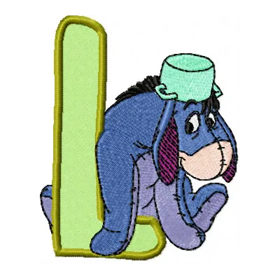 Eeyore Alphabet Letter L embroidery design from the Pooh Numbers and Alphabet collection, showcasing a whimsical stitched mo…