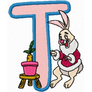 Rabbit Alphabet Letter T embroidery design - Embroidery Design
