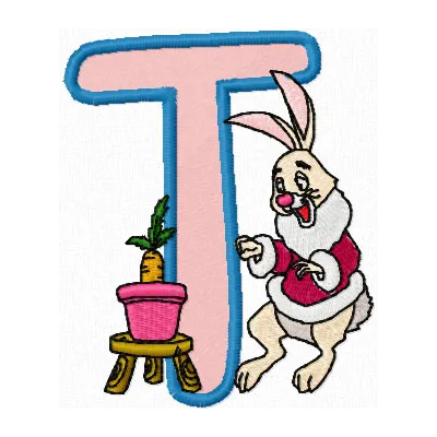Preview of Rabbit Alphabet Letter T embroidery design from the Pooh Numbers and Alphabet collection.