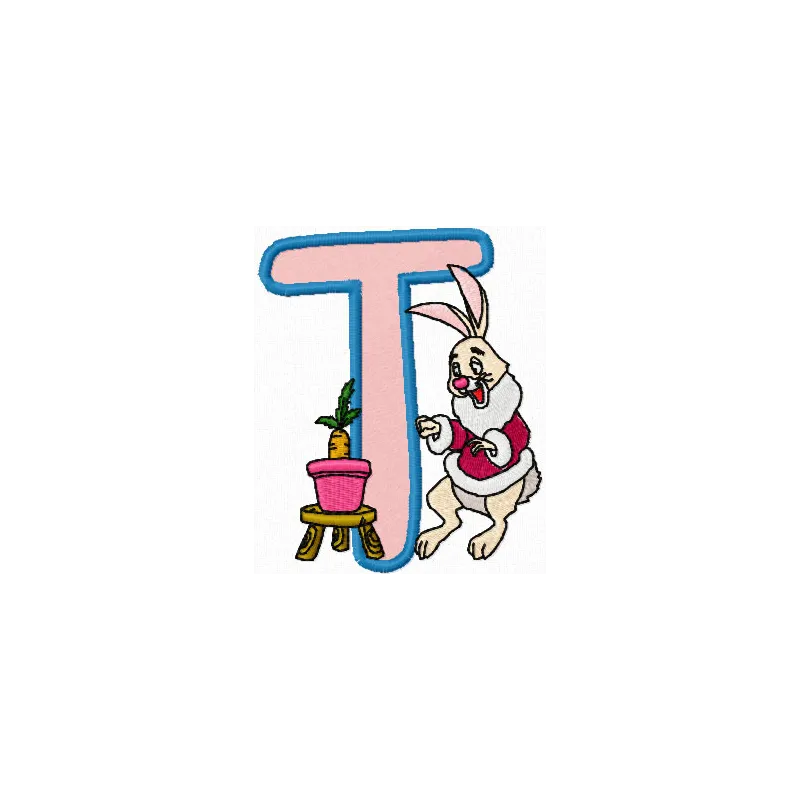 Preview of Rabbit Alphabet Letter T embroidery design from the Pooh Numbers and Alphabet collection.