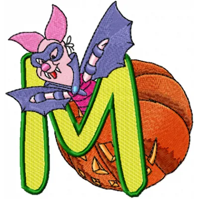 Preview of Piglet Alphabet Letter M embroidery design from Pooh Numbers and Alphabet collection.