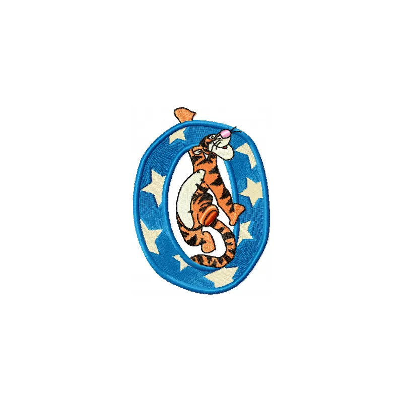 Tigger Alphabet Letter O embroidery design featuring playful Tigger motif for creative stitching on various items.