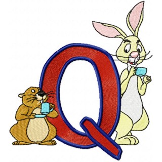 Rabbit and Gopher Alphabet Letter Q embroidery design - Embroidery Design