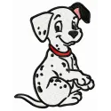 Patch embroidery design featuring adorable 101 Dalmatians, perfect for adorning jackets or bags.