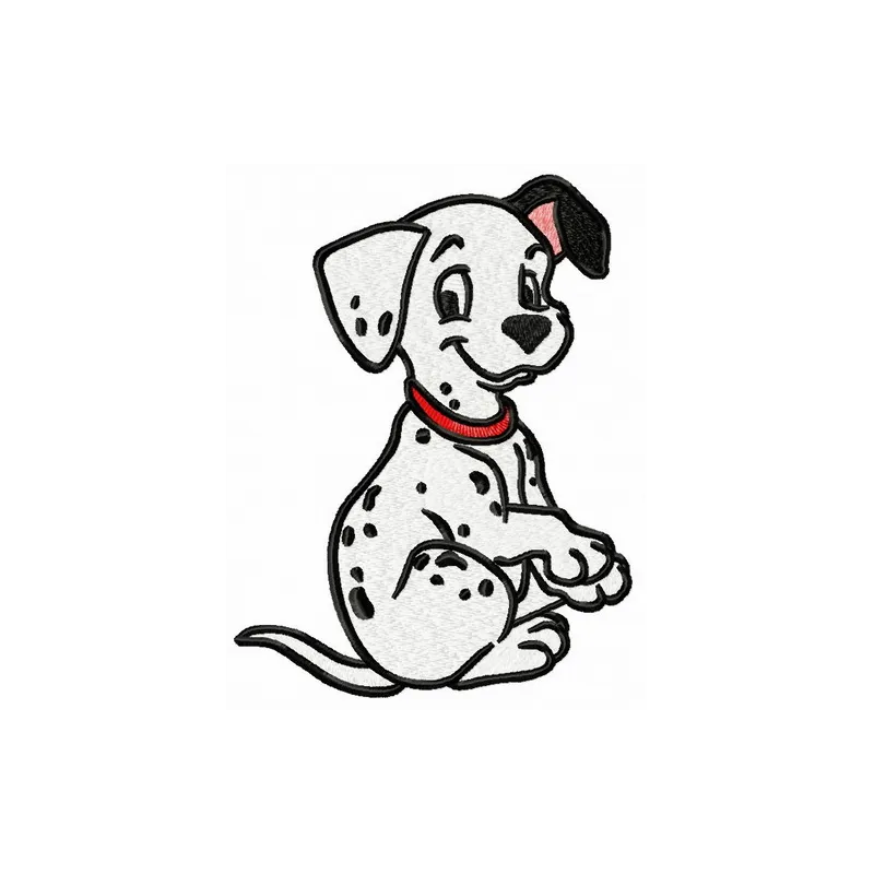 Patch embroidery design featuring adorable 101 Dalmatians, perfect for adorning jackets or bags.