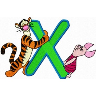 Tigger and Piglet letter X embroidery design - Embroidery Design