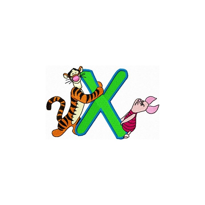 Tigger and Piglet letter X embroidery design - Embroidery Design