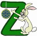 Rabbit letter Z embroidery design featuring a whimsical bunny motif, perfect for personalized stitching projects.