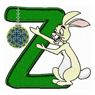 Rabbit letter Z embroidery design featuring a whimsical bunny motif, perfect for personalized stitching projects.