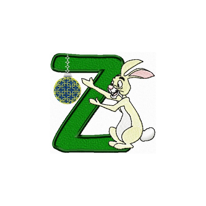 Rabbit letter Z embroidery design - Embroidery Design