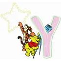 Winnie Pooh and Tigger gazing at the moon in a whimsical letter Y embroidery design for creative projects.
