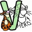 Tigger Hero letter V embroidery design featuring playful character for fun stitching projects.