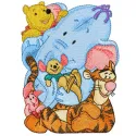 Winnie the Pooh and friends embroidery design featuring Tigger, Heffalump, Roo, and Piglet for creative projects.