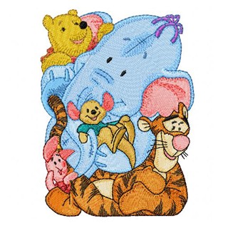 Winnie Pooh, Tigger, Heffalump, Roo and Piglet embroidery design - Embroidery Design