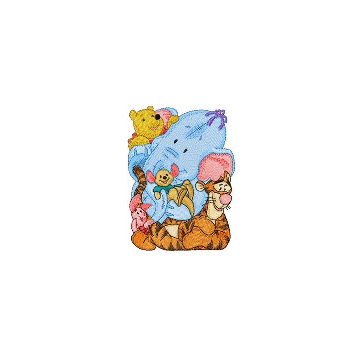 Winnie Pooh, Tigger, Heffalump, Roo and Piglet embroidery design - Embroidery Design