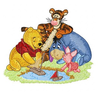 Winnie Pooh, Tigger, Eeyore and Piglet embroidery design - Embroidery Design