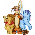 Adorable Winnie Pooh, Tigger, and Heffalump embroidery design for stitching on children's apparel and accessories.