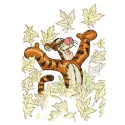 Tigger and autumn embroidery design featuring playful motifs for stitching on various fabric items.