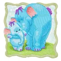 Heffalump mother and baby embroidery design featuring delightful stitching patterns for various projects.