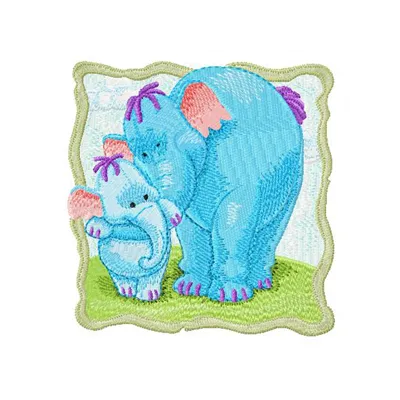 Heffalump mother and baby embroidery design featuring delightful stitching patterns for various projects.