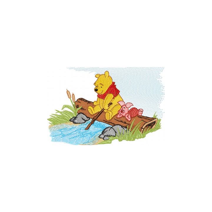 Winnie Pooh to the river embroidery design - Embroidery Design