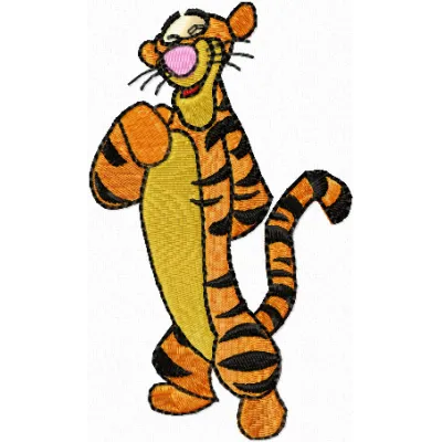 Funny Tigger embroidery design featuring a playful Tigger motif, perfect for adding charm to various fabric projects.