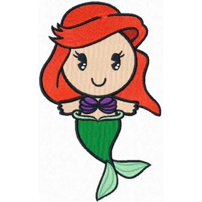 Preview of Disney Cuties Little Mermaid embroidery design, showcasing a whimsical Ariel motif for creative projects.